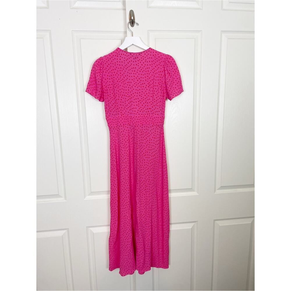 Whistles Heidi Polka Dot Midi Dress Pink Red Spot Print Viscose NWT Sz 4 - Picture 7 of 12